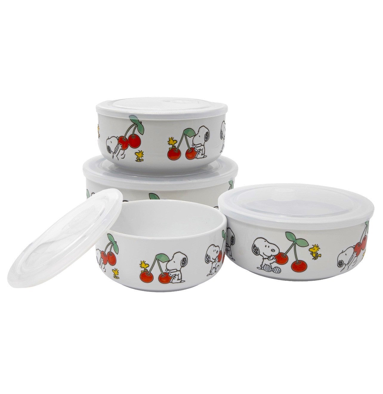 Peanuts Snoopy Ceramic Food Storage Bowls With Venting Lids- 4pack