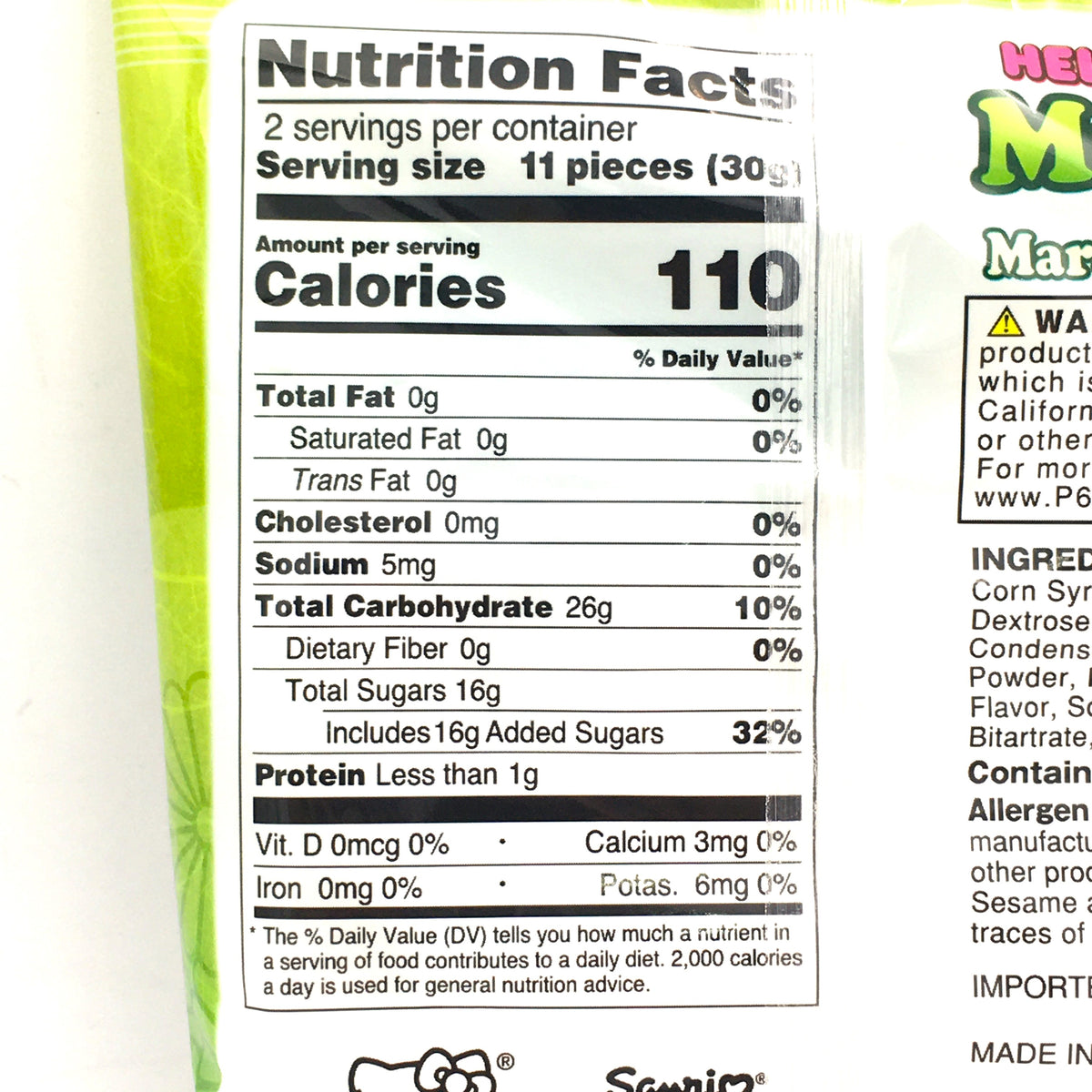 Hello Kitty Marshmallow -Green Tea - Matcha Jelly inside 2.47oz/70g
