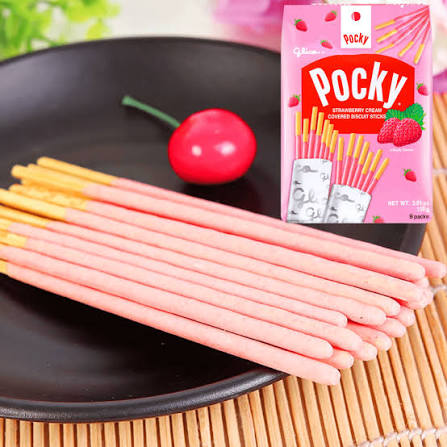 Glico Pocky Strawberry Cream Covered Biscuit Sticks 9 Packs 108g