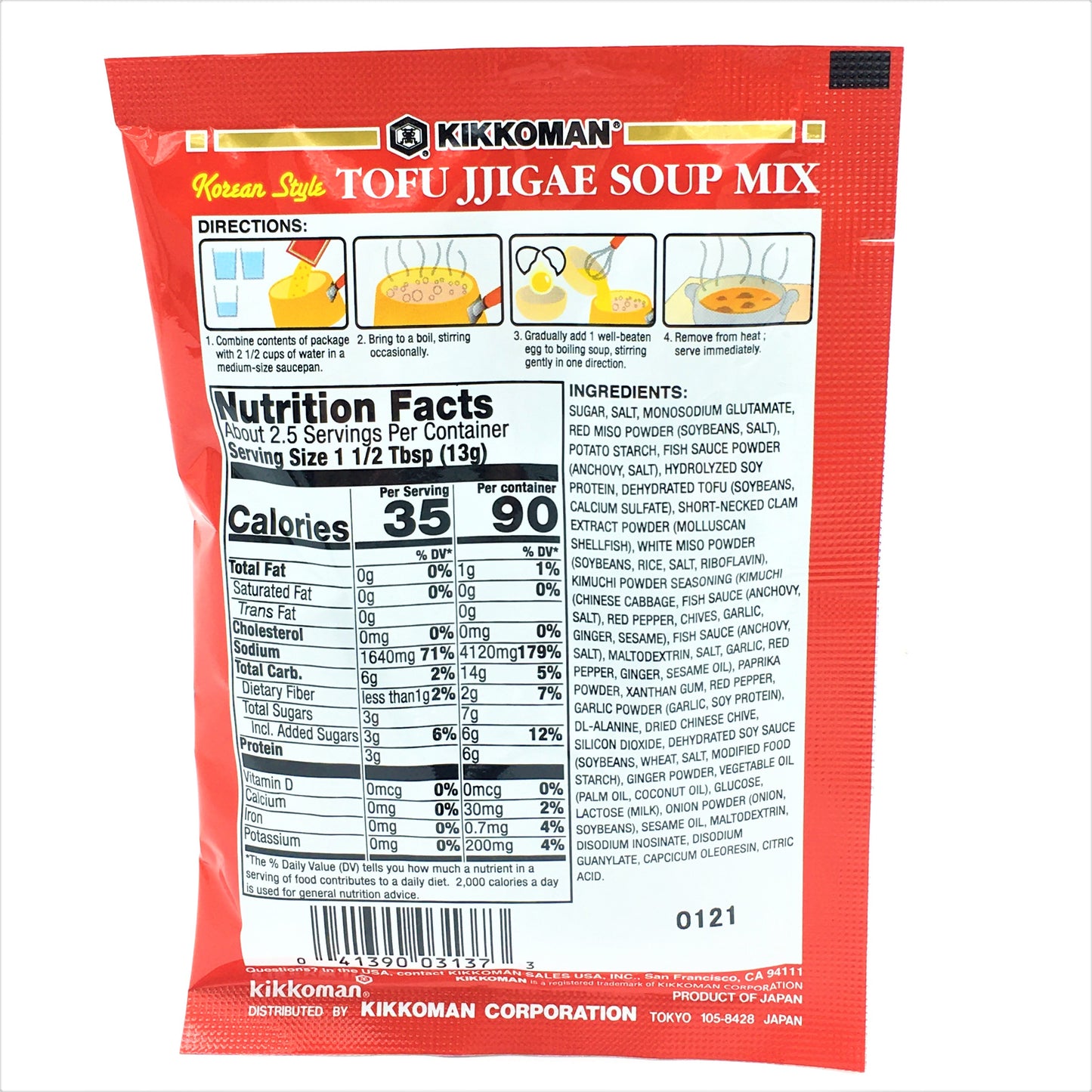 Kikkoman Korean Style Tofu Jjigae Soup Mix, For 3 Persons 1.15 oz