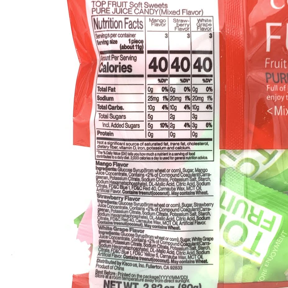 Top Fruit Soft Candy Mixed 80g果汁軟飴