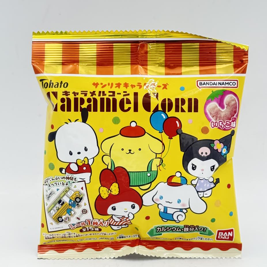 (2bags)Tohato x Sanrio Characters Caramel Corn Strawberry Flavor 18g (with Sticker)