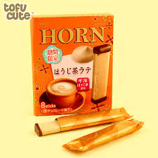 (2Pack) Meiji Horn Chocolate Whipped Biscuit Roasted Green Tea Latte Flavor 8pcs