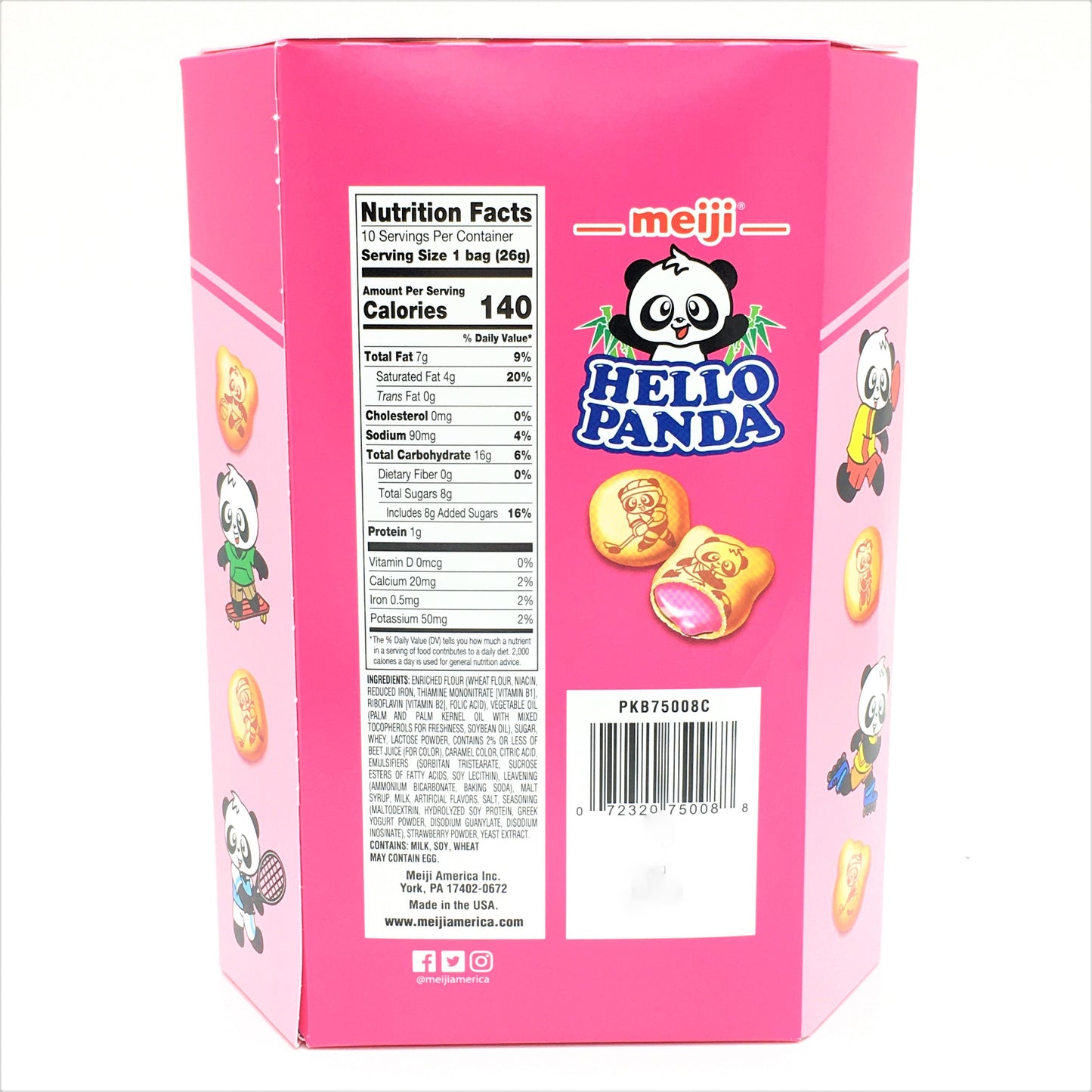 Meiji Hello Panda Cookie-Strawberry 10 X26g Bags