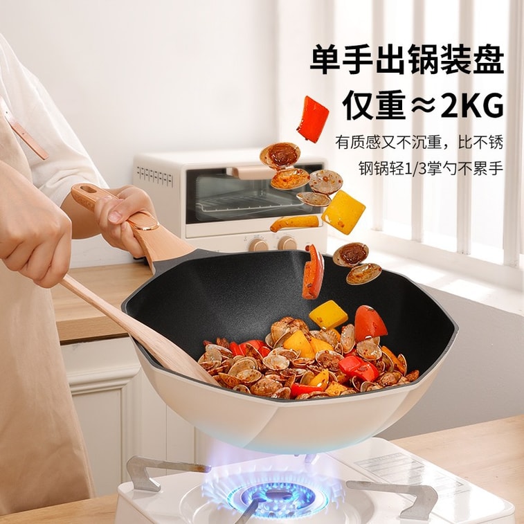 Korea Eight Corners Non Stick Pan 32CM White 韓國YETELE原廠網紅八角鍋麥飯石不沾鍋炒鍋