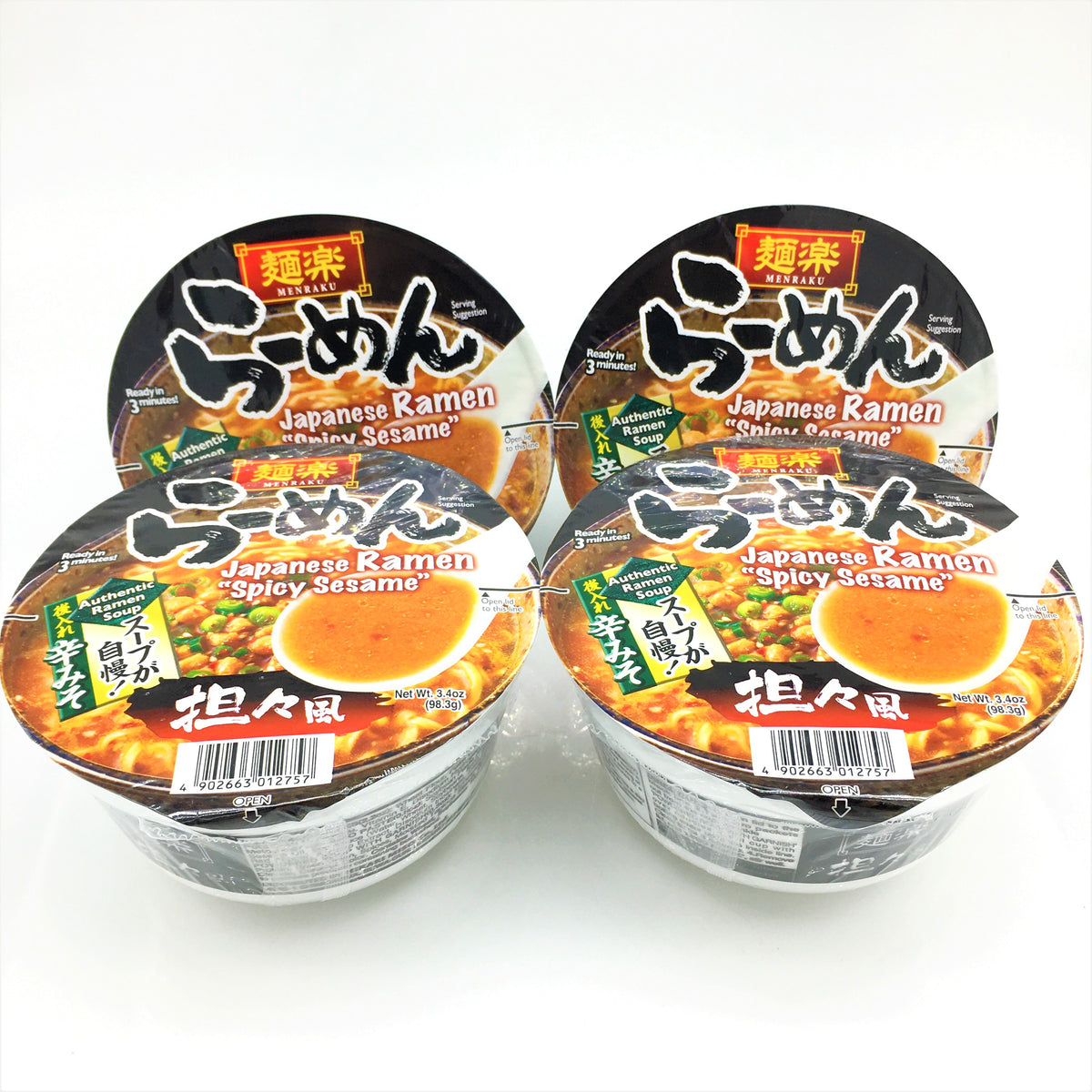 Menraku Japanese Ramen -Spicy Sesame 3.4 oz X4
