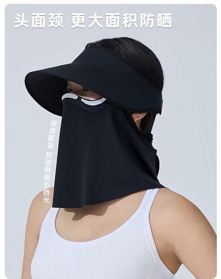 Women's Sun Protection Face Cover Light Green蕉下同款零觸臉頸一體防曬帽