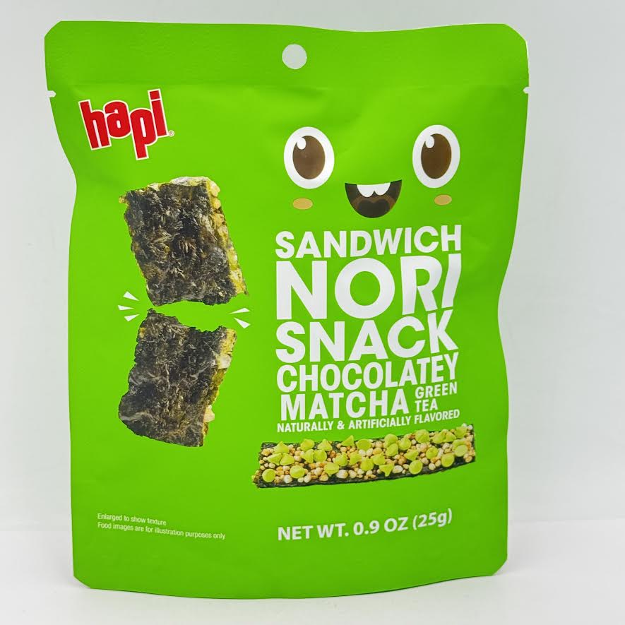 (2CT) Hapi Sandwich Nori Snack Chocolatey Matcha Green Tea Naturally&Artificially Flavored 25g