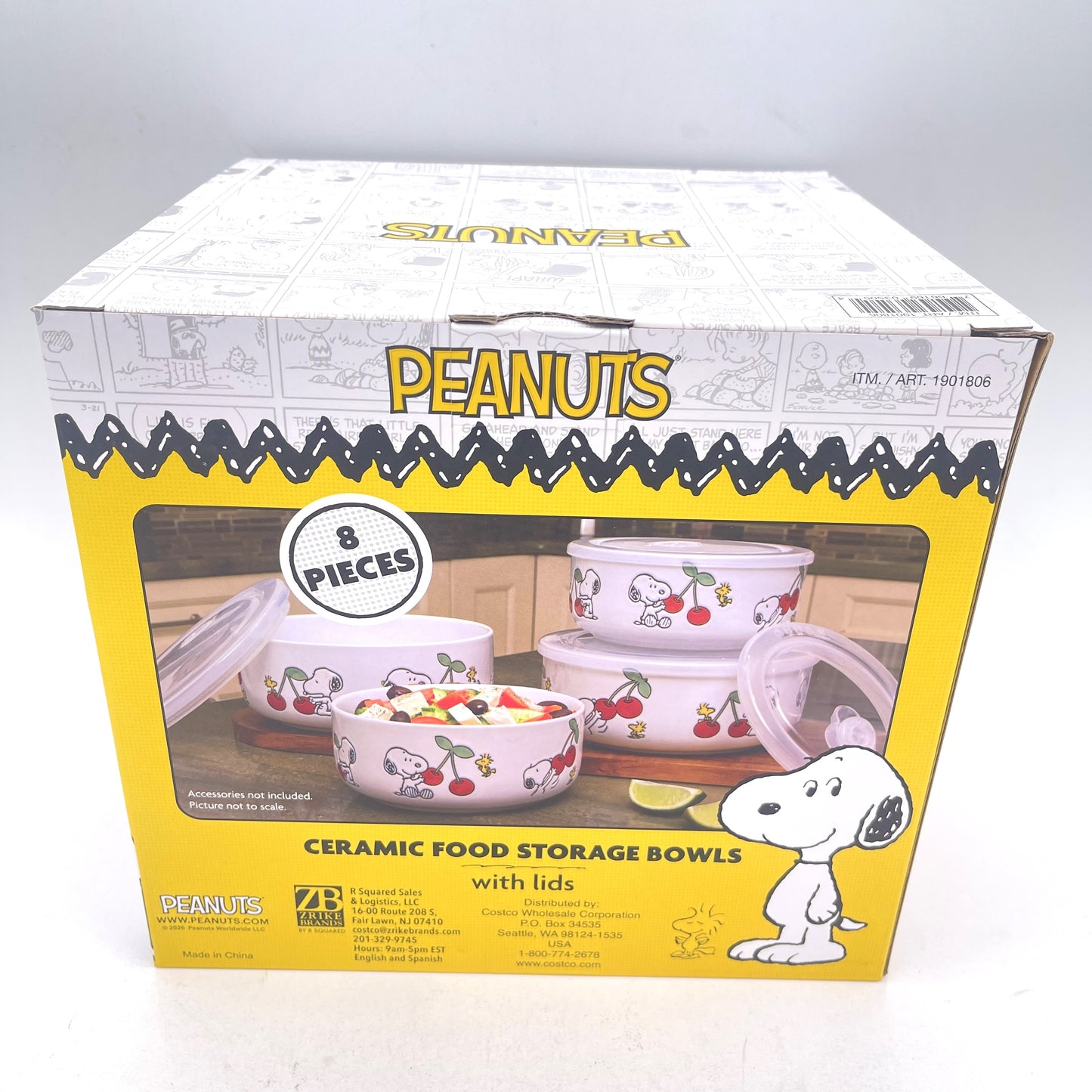 Peanuts Snoopy Ceramic Food Storage Bowls With Venting Lids- 4pack