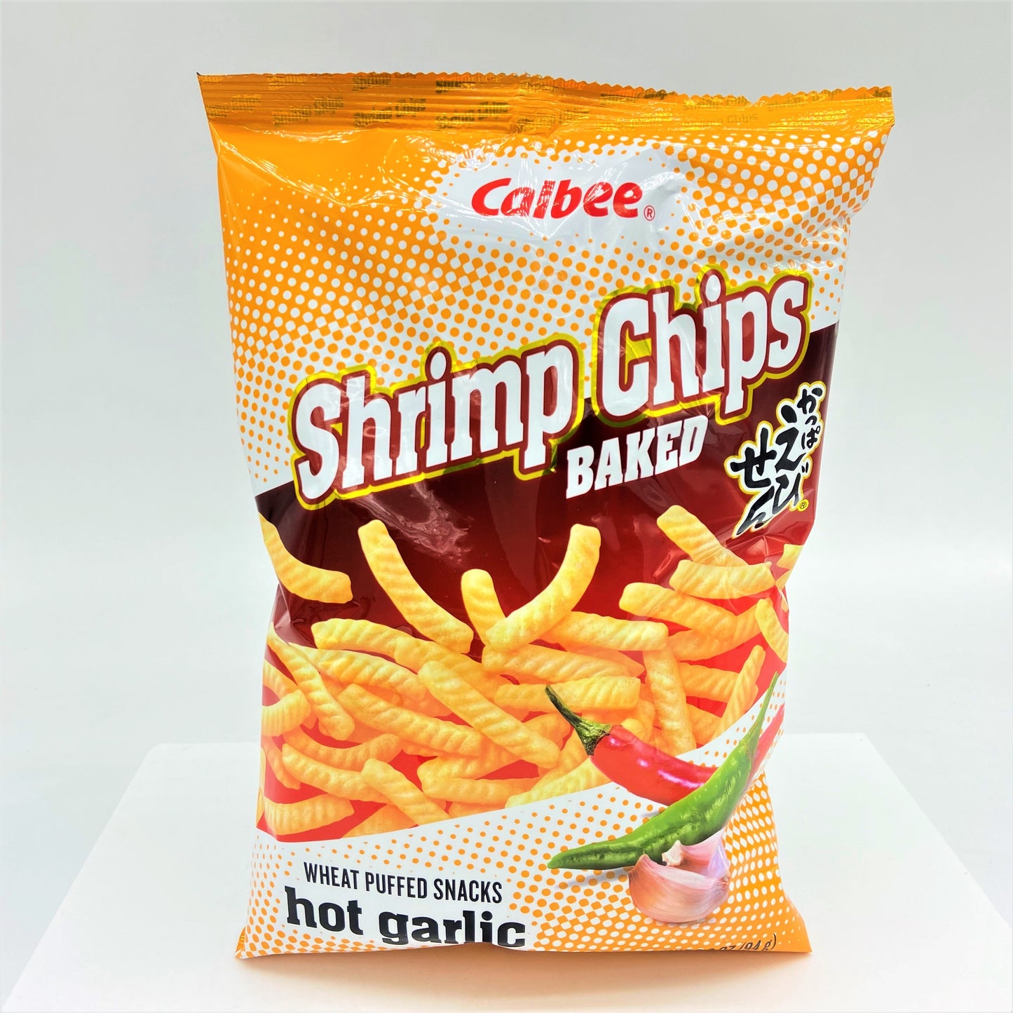 Calbee Shrimp Chips Baked, Hot Garlic 3.3 oz卡樂比蒜味蝦條