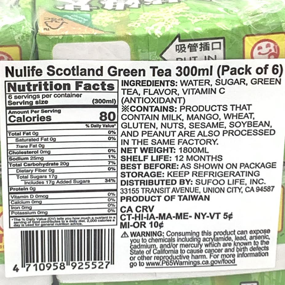 Nulife Scotland Green Tea 300mlx6pack蘇格蘭綠茶
