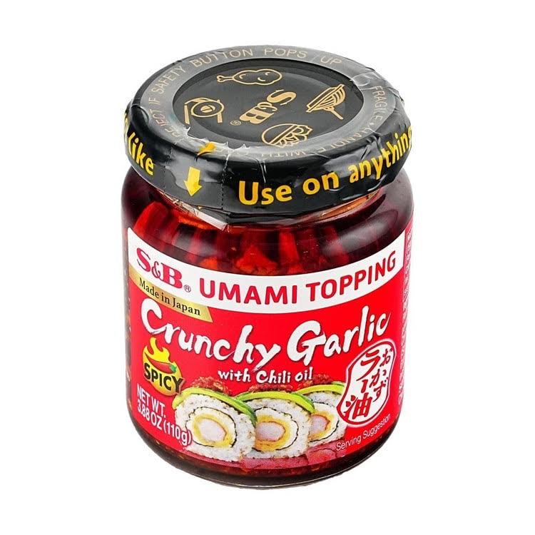 S&B Crunchy Garlic Topping With Chili Oil - Spicy , From Japan 3.88 oz