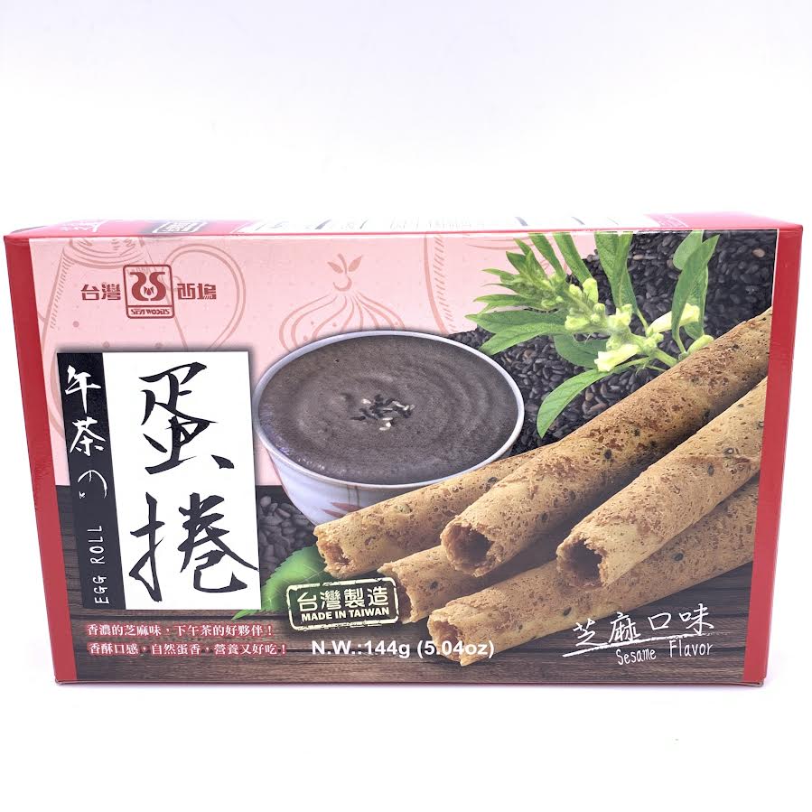 Seawood Sesame Flavor Crispy Rolled Wafer 144g/(72gx2bags)台灣西塢芝麻捲餅