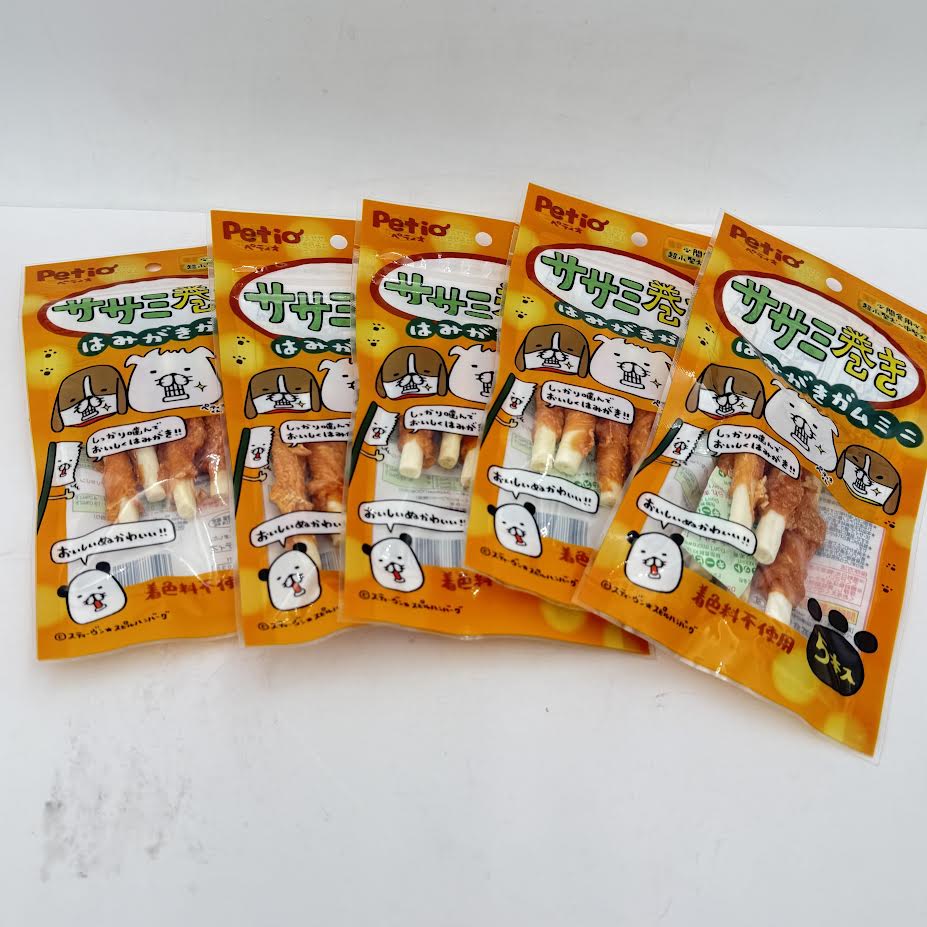(5bags)Petio Dog Snack Chicken Fillet Wrapped Toothpaste Gum 5pcs