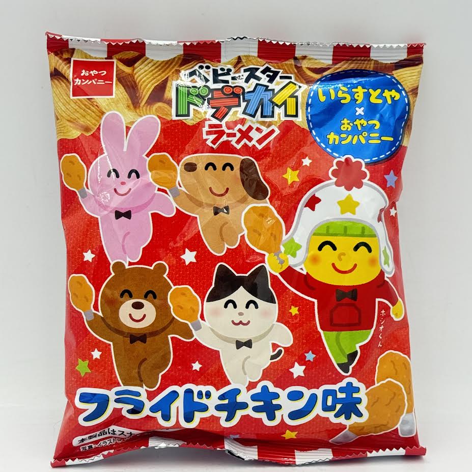 (2CT)Oyatsu X Irasutoya Baby Star Big Ramen Mixed -Fried Chicken Flavor 61g香脆寬拉麵零食炸雞味