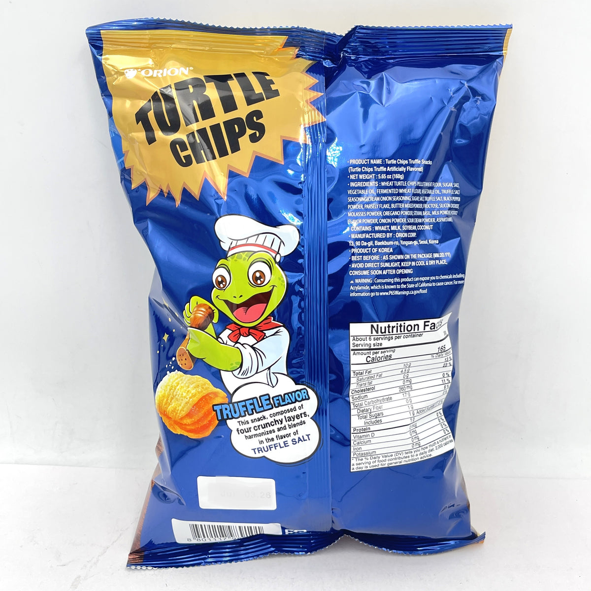Orion Turtle Chips Truffle Salt Flavor 5.65oz(160g)烏龜脆片松露海鹽味