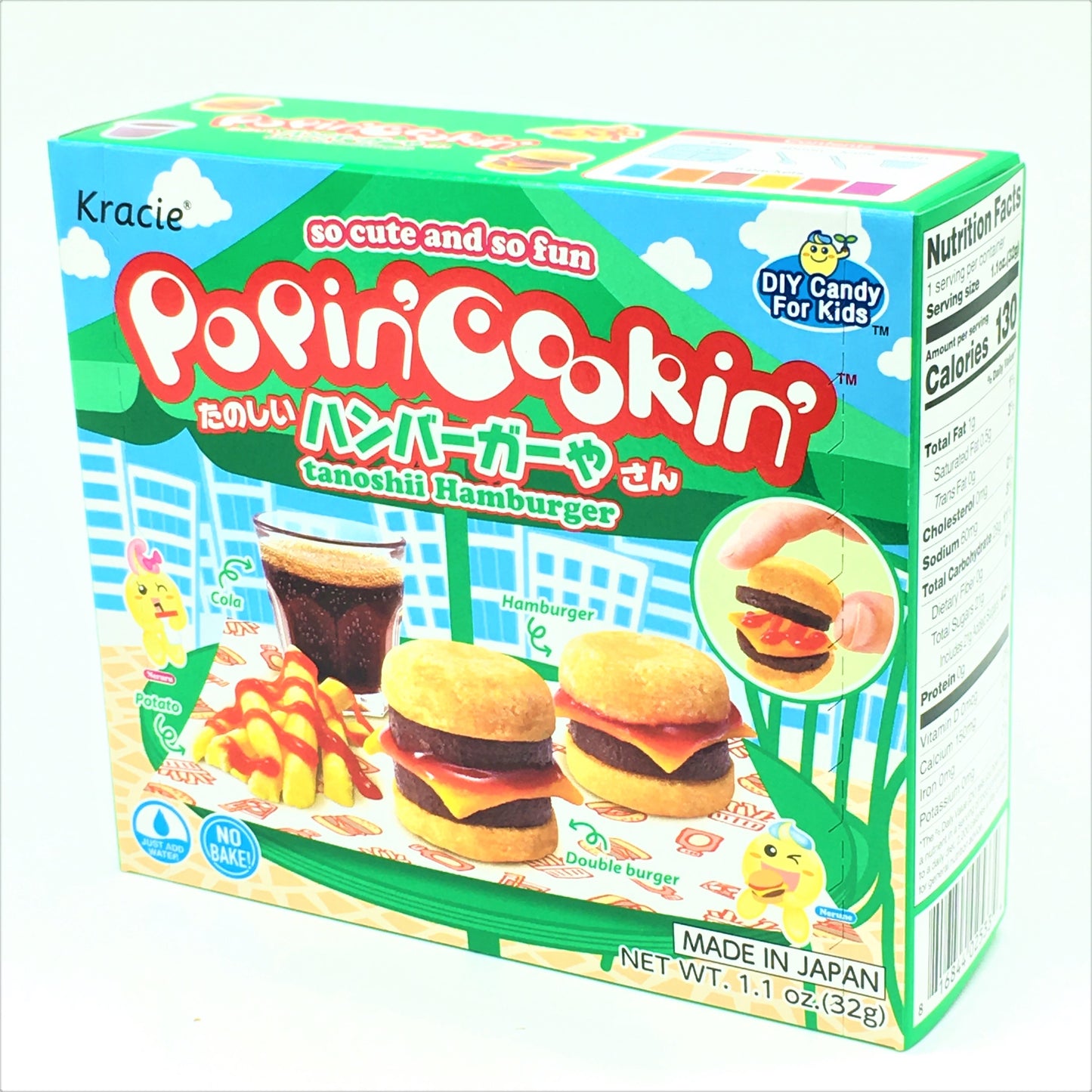 Kracie Popin' Cookin' Diy Japanese Candy Kit, Tanoshii Hamburger, 32g