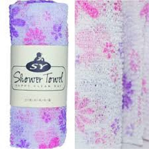 SY Shower Towel Happy Clean Day 1pcs韓國尼龍印花桑拿巾/搓背巾