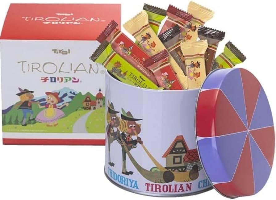 Chidoriya Tirolian Cream Roll Cookie Round Can 210g/(28pcs）