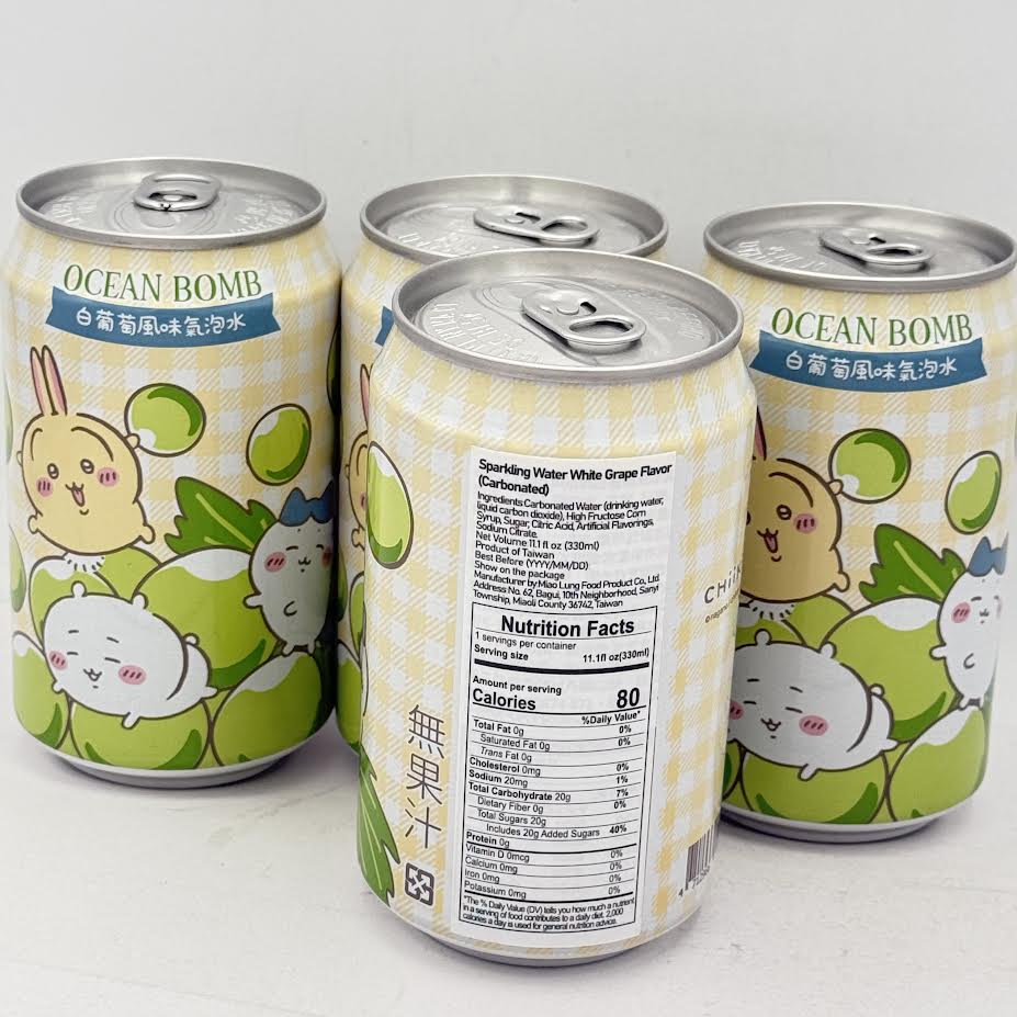 Ocean Bomb White Grape Flavour Sparkling Water 330mlx4can白葡萄風味汽泡水