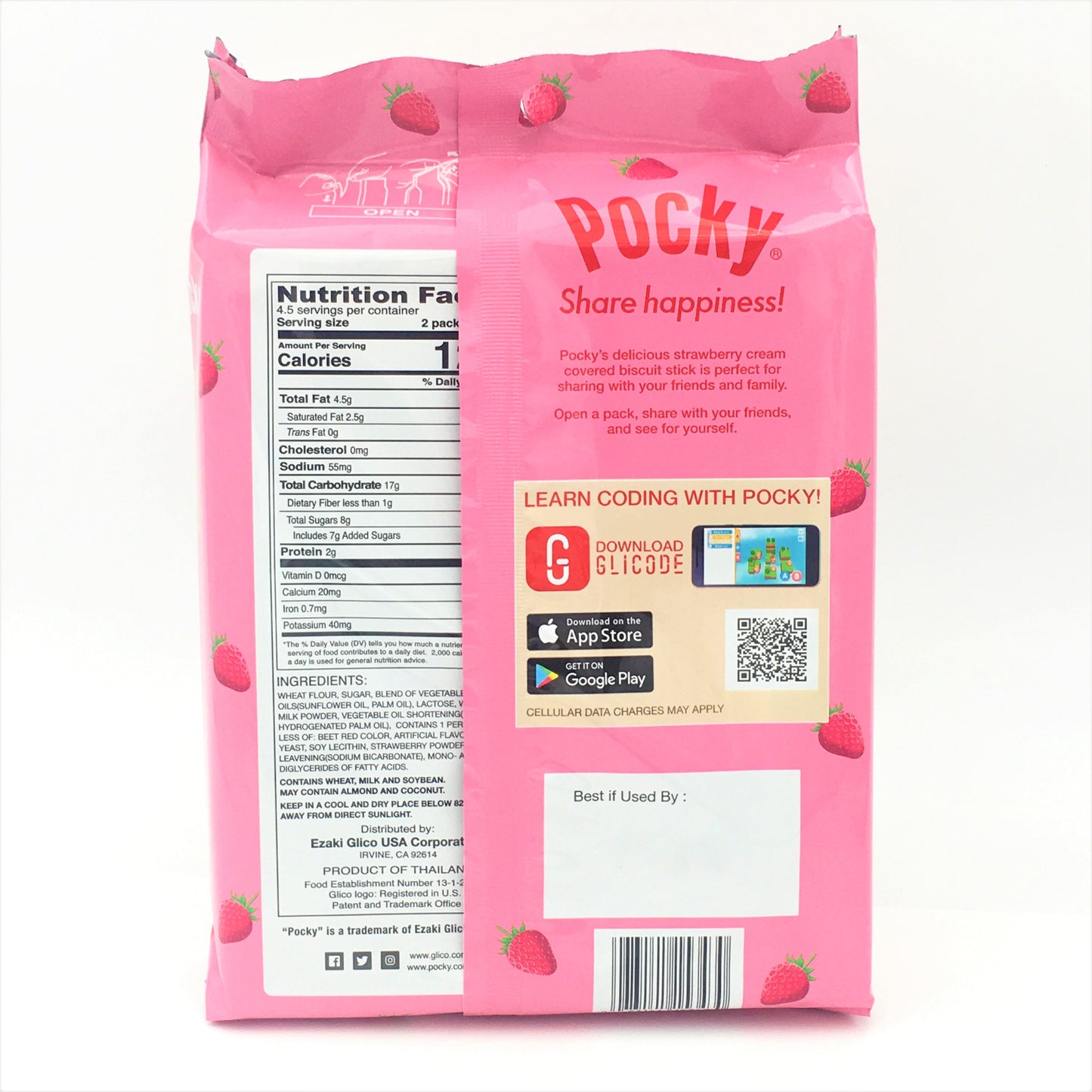 Glico Pocky Strawberry Cream Covered Biscuit Sticks 9 Packs 108g