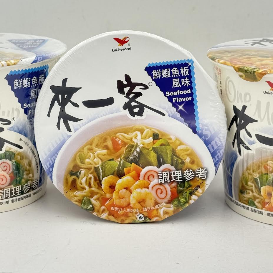Uni-President Seafood Flavor Noodles 63gx3cup台灣來一客鮮蝦魚板風味