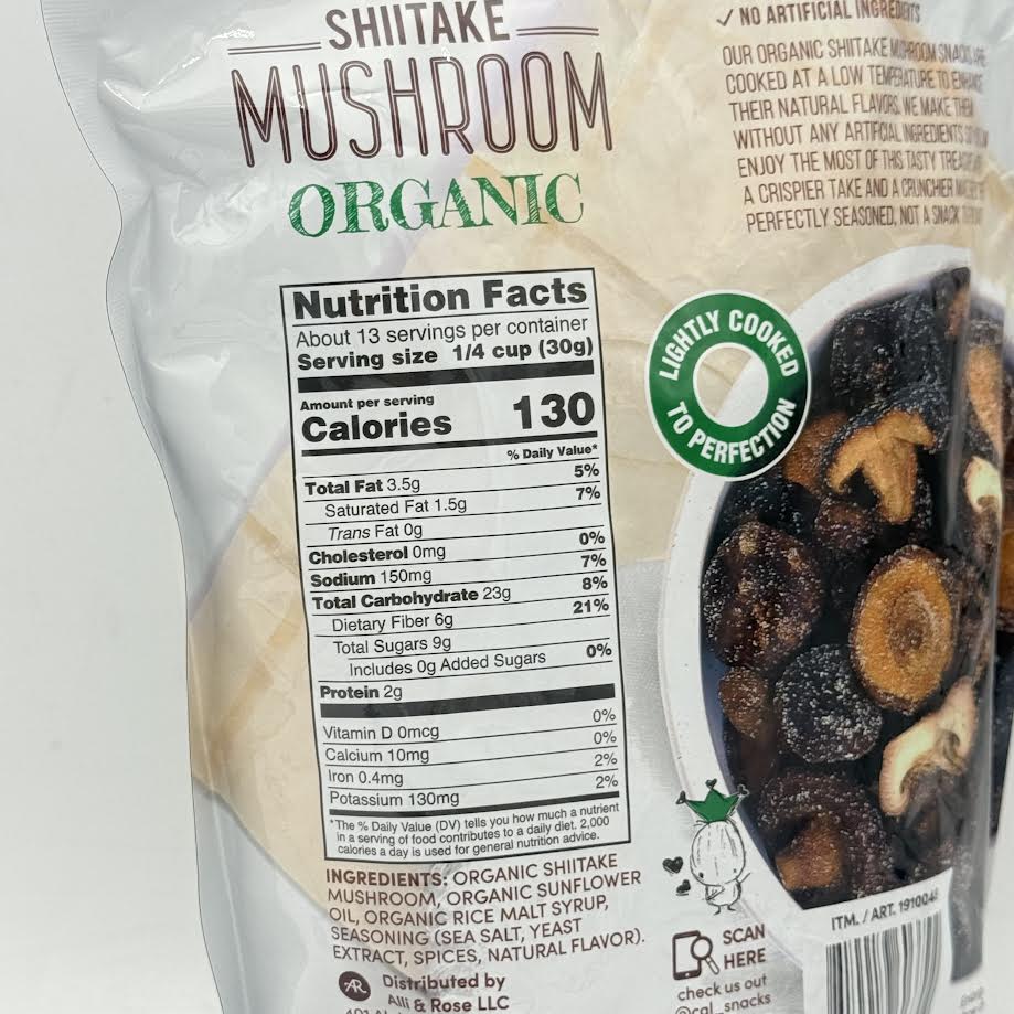 The Snack Yard Shiitake Mushroom Organic Crispy,Crunchy&Seasoned 400g