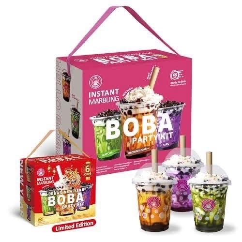 O'S Bubble Instant Marbling Boba Party Kit - Matcha,Brown Sugar,Taro 360g/(6cups)