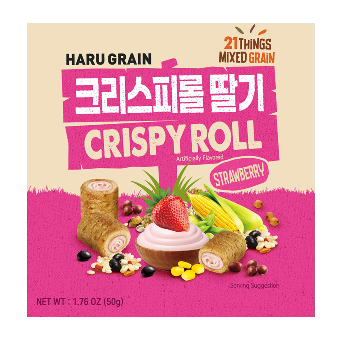 HY Haru Grain Crispy Roll - Strawberry Flavor 1.76oz/(50g)