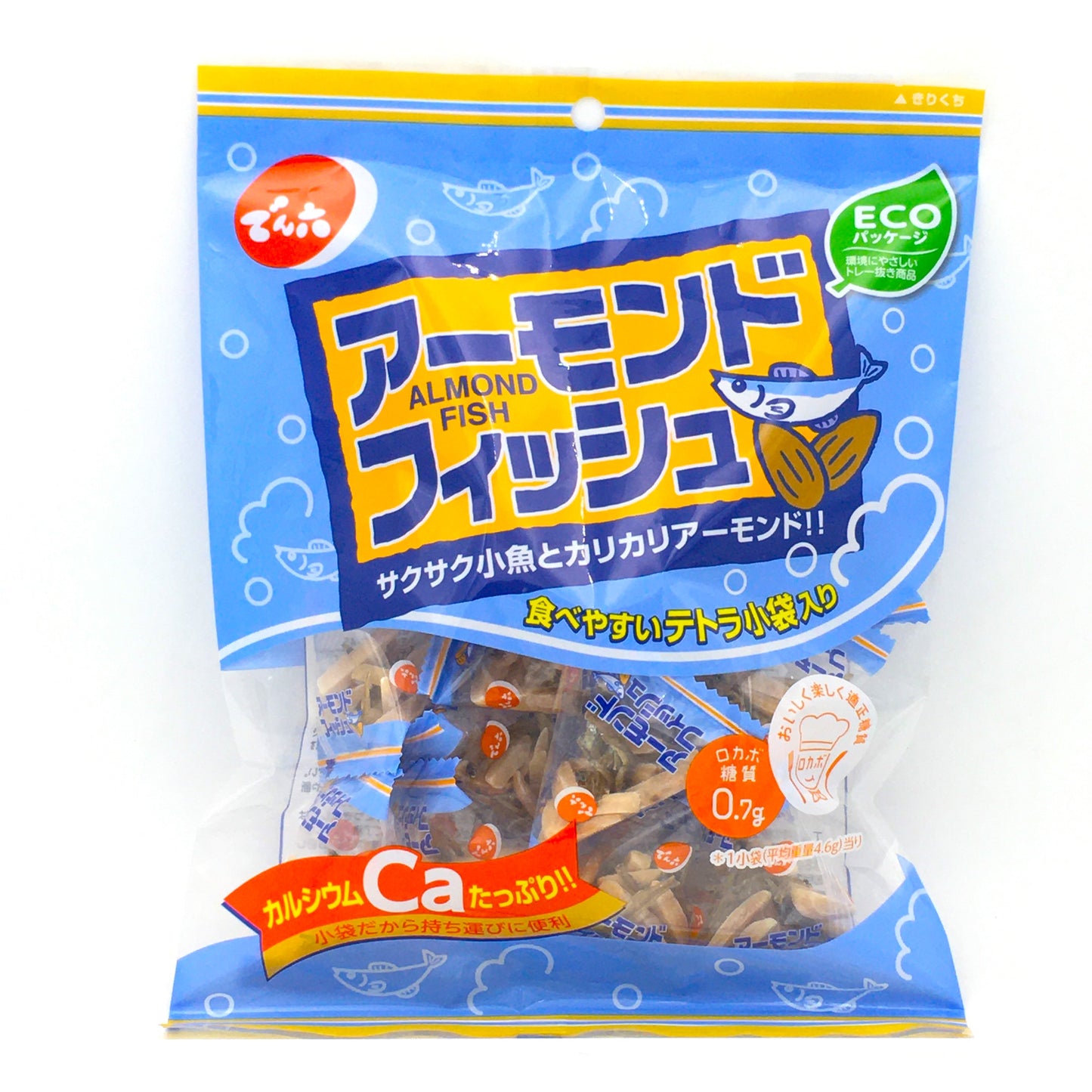 Denroku Crispy Almond Dried Fish Snack 72g /12pcs 含鈣香脆杏仁小魚乾