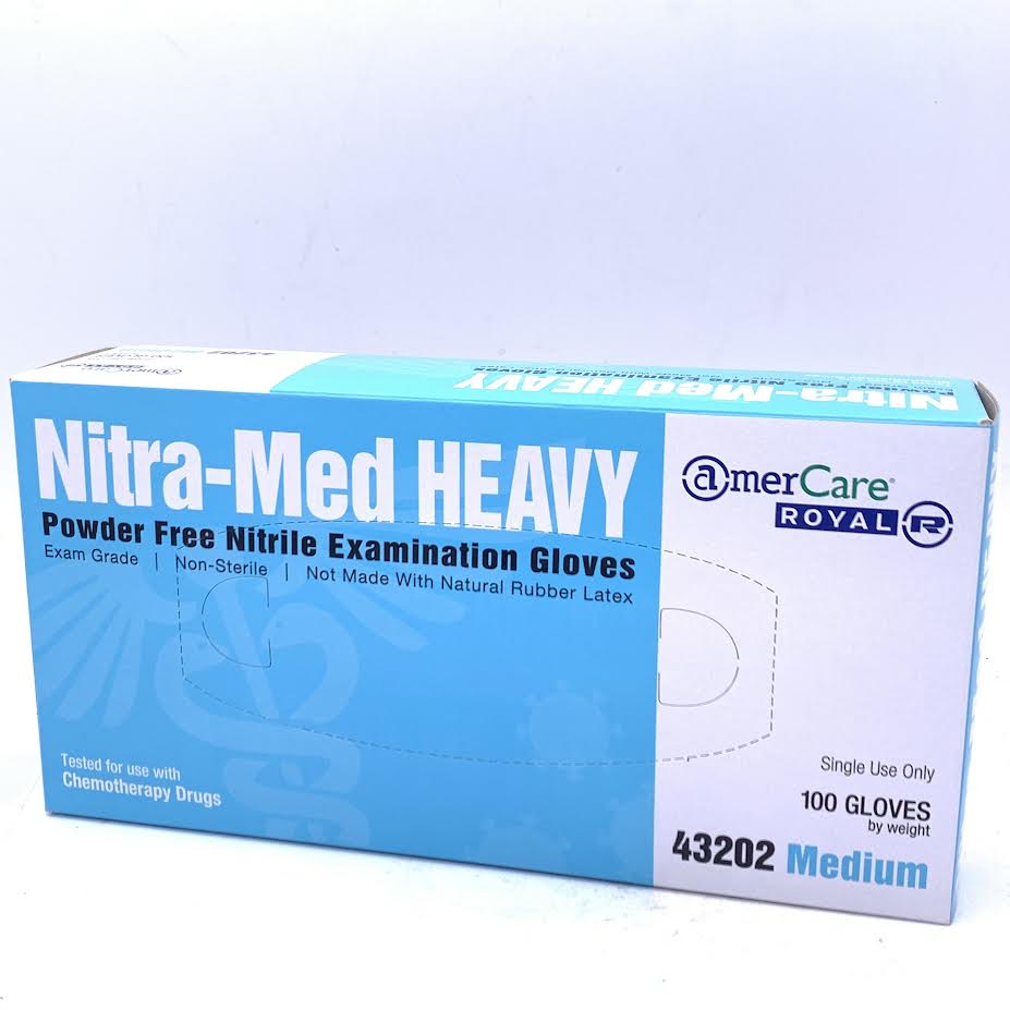 Amer Care Royal Nitra-Med Heavy Gloves Size:M, Color:Blue 100pcs