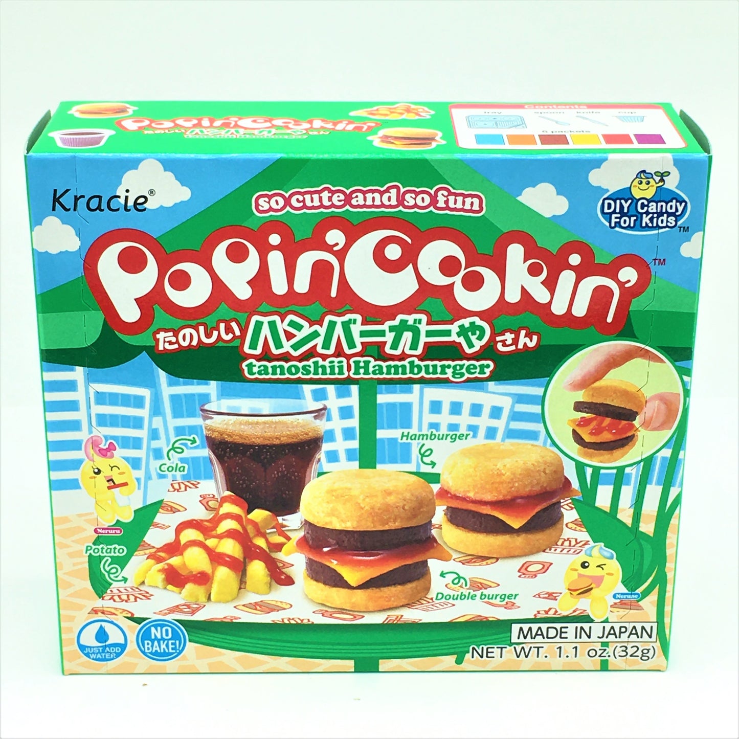 Kracie Popin' Cookin' Diy Japanese Candy Kit, Tanoshii Hamburger, 32g