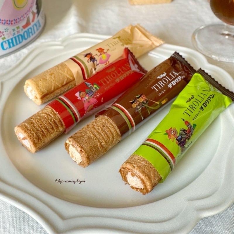 Chidoriya Tirolian Cream Roll Cookie Round Can 210g/(28pcs）