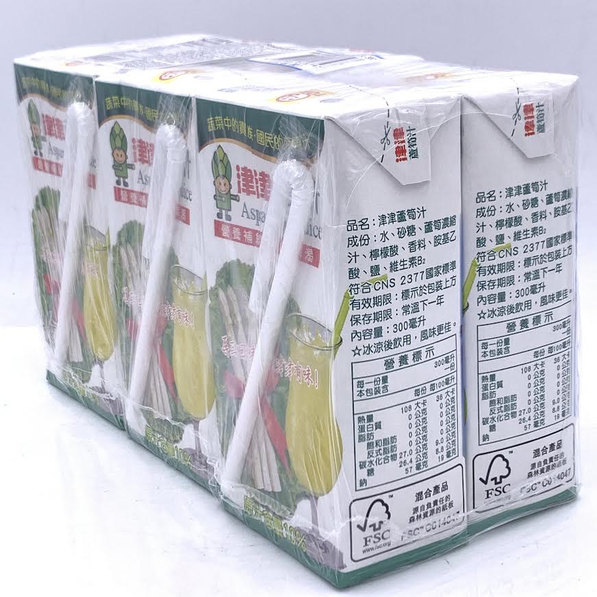 Tsin Tsin Asparagus Juice 300ml/(6packs) 津津蘆筍汁