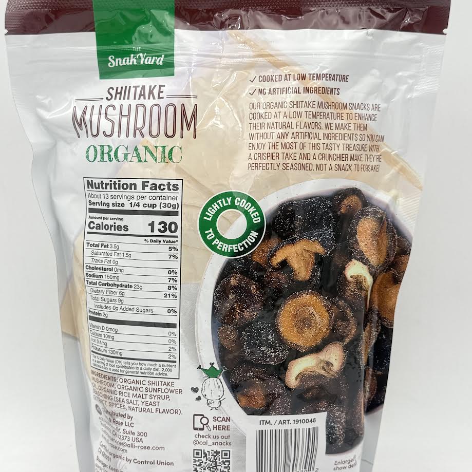 The Snack Yard Shiitake Mushroom Organic Crispy,Crunchy&Seasoned 400g