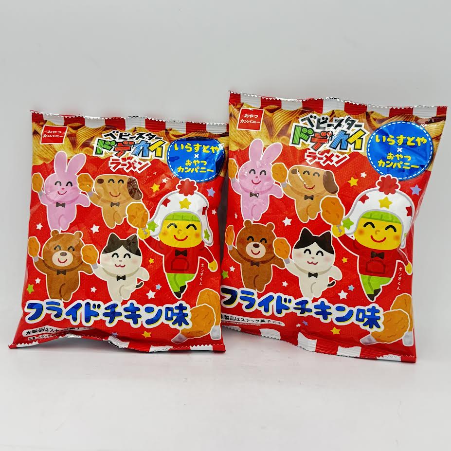 (2CT)Oyatsu X Irasutoya Baby Star Big Ramen Mixed -Fried Chicken Flavor 61g香脆寬拉麵零食炸雞味