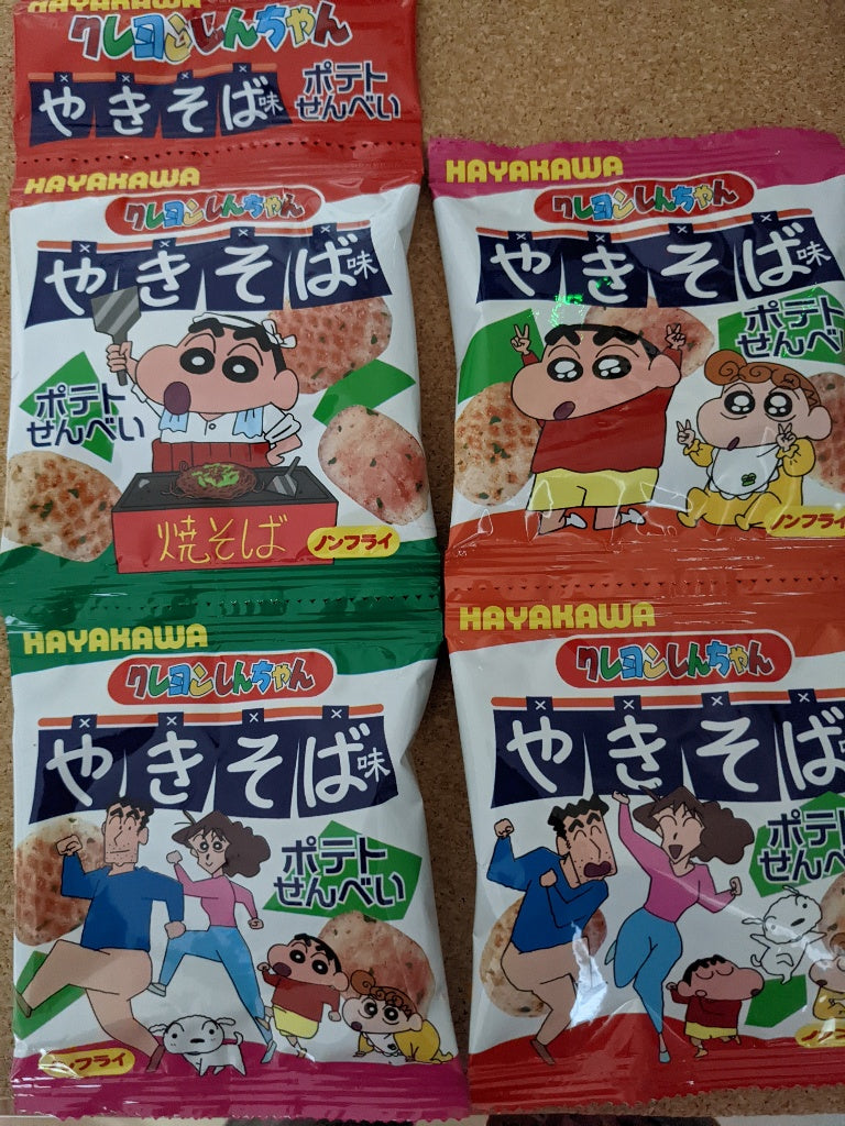 (4Packs) Hayakawa Crayon Shin-chan Yakisoba Potato Rice Cracker 28g蠟筆小新炒麵馬鈴薯仙貝