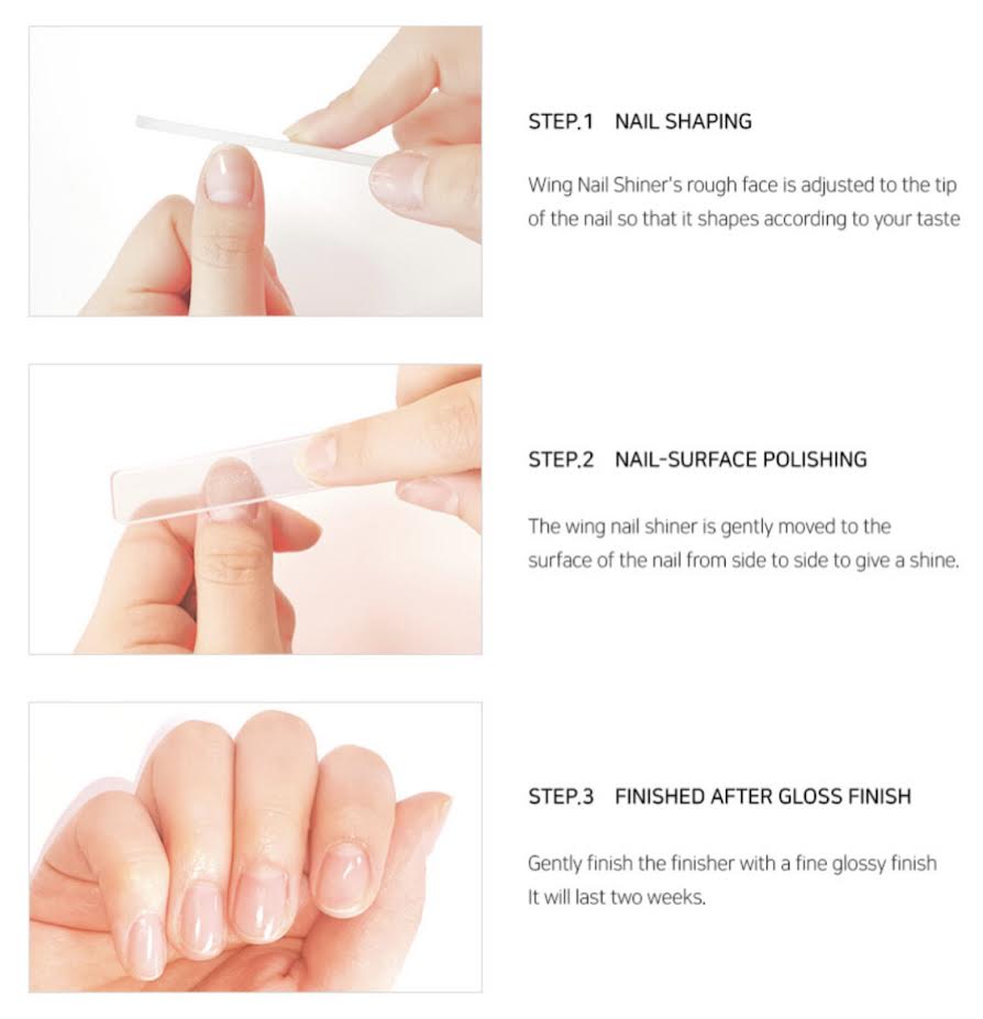 Wing Nail File Shiner Double-Sided Nail Buffer & Polisher Random Color 韓國水晶指甲銼刀
