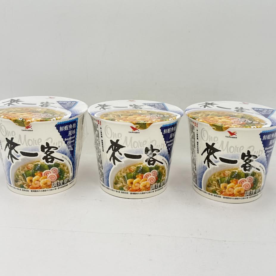 Uni-President Seafood Flavor Noodles 63gx3cup台灣來一客鮮蝦魚板風味