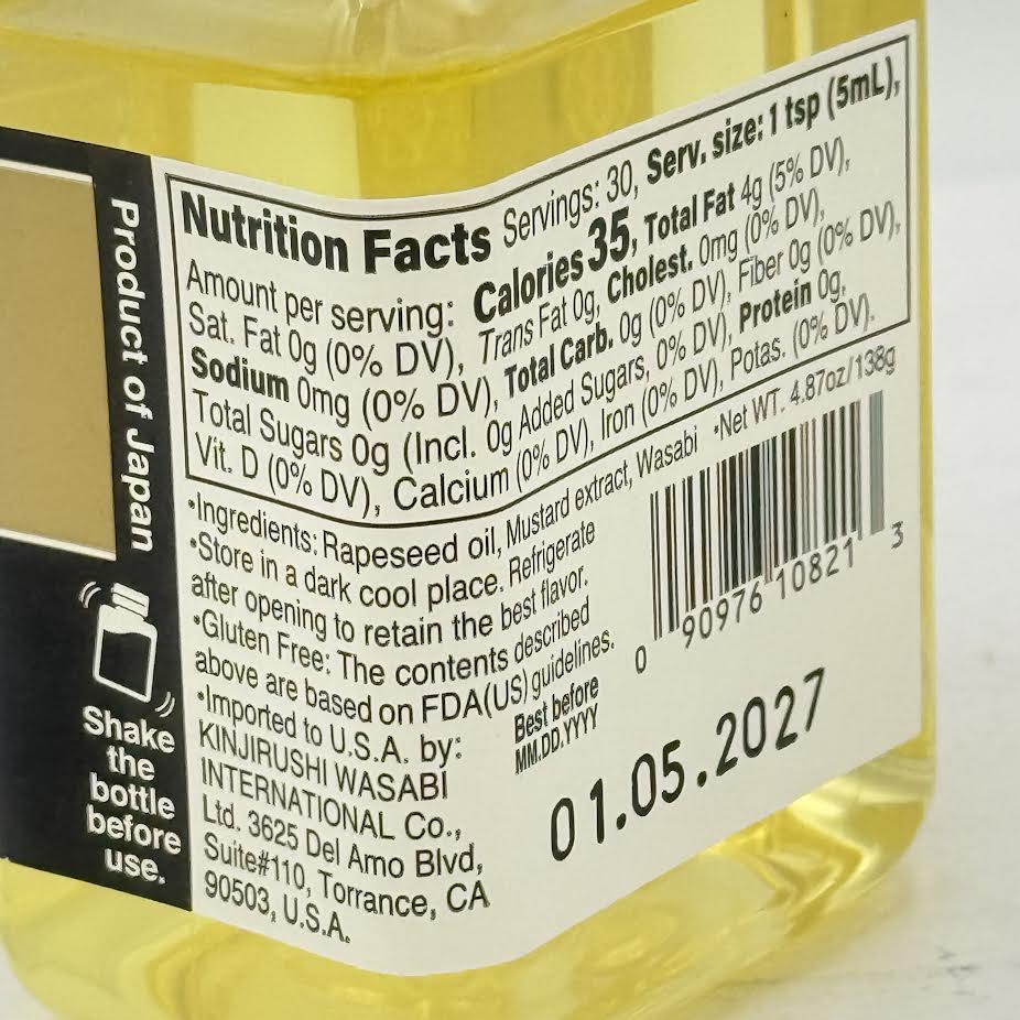 Kinjirushi Rapeseed Oil With Wasabi (Gluten Free Vegan )5.07oz/150ml