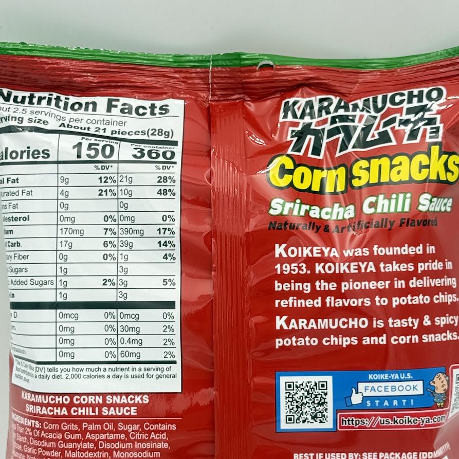Koikeya Karamucho Corn Snacks - Sriracha Chili Sauce 65gx2bags