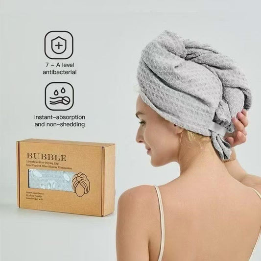 Bubble Super Absorbency Rapidly Dry Hair Towel Wrap-Grey速乾乾髮帽