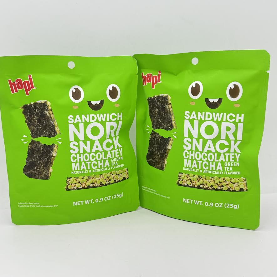 (2CT) Hapi Sandwich Nori Snack Chocolatey Matcha Green Tea Naturally&Artificially Flavored 25g