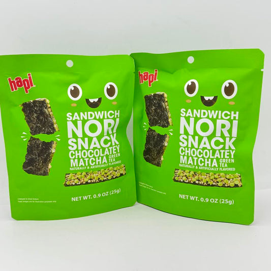 (2CT) Hapi Sandwich Nori Snack Chocolatey Matcha Green Tea Naturally&Artificially Flavored 25g