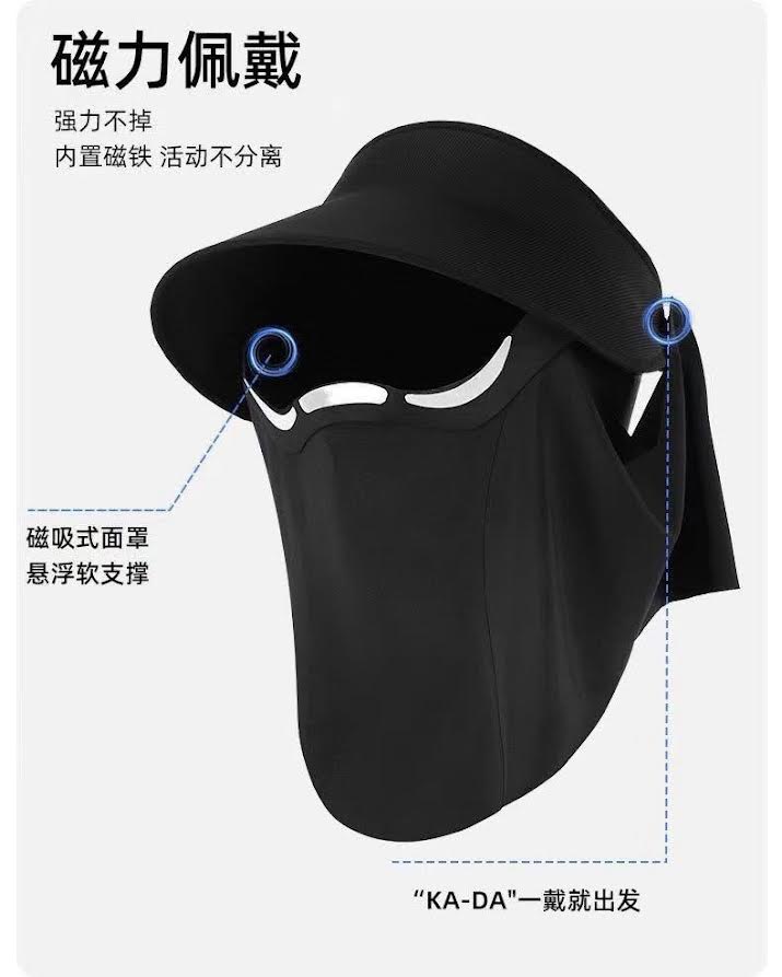 Women's Sun Protection Face Cover Light Green蕉下同款零觸臉頸一體防曬帽