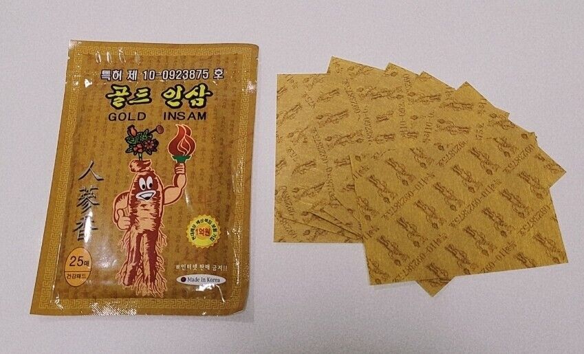 Korean Gold Insam Ginseng Patch Pain 25pcs韓國人篸香風濕貼