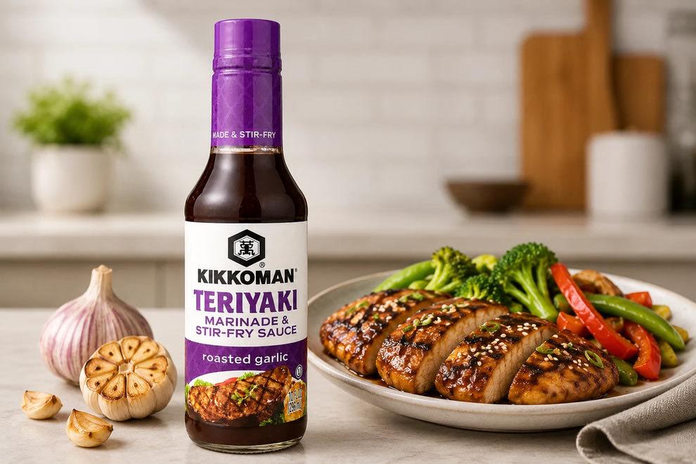 Kikkoman Teriyaki Marinade & Stir-Fry Sauce Roasted Garlic 10oz/296ml