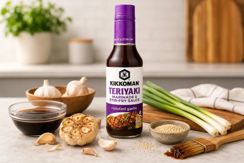 Kikkoman Teriyaki Marinade & Stir-Fry Sauce Roasted Garlic 10oz/296ml