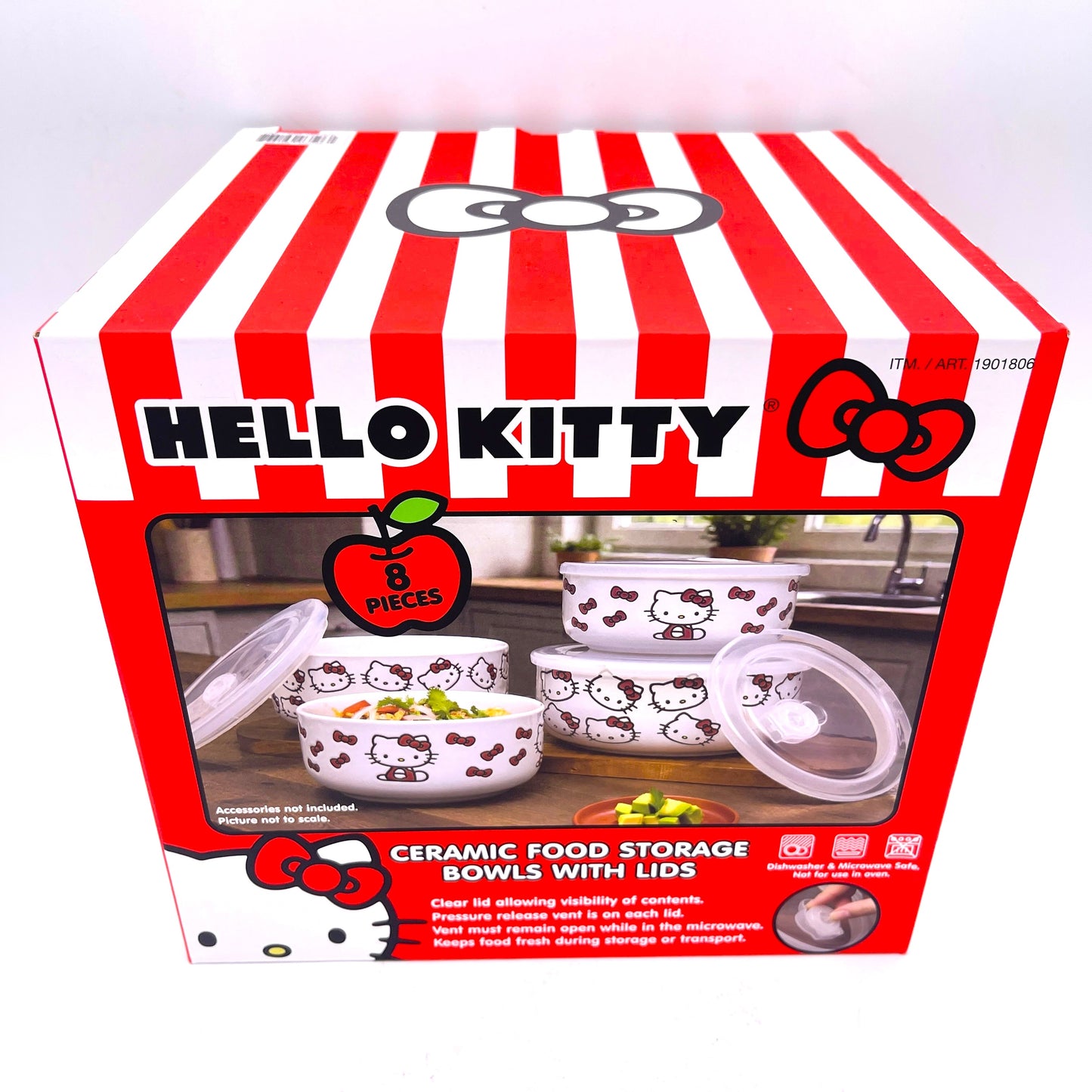 Zrike Hello Kitty Ceramic Food Storage Bowls With Venting Lids 4 Pack
