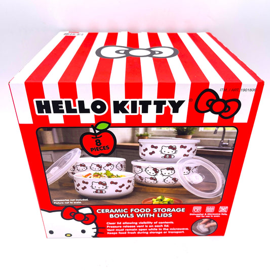 Zrike Hello Kitty Ceramic Food Storage Bowls With Venting Lids 4 Pack